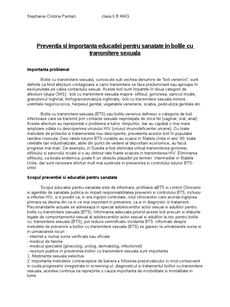 Preventia Si Importanta Educatiei Pentru Sanatate In Bolile Cu