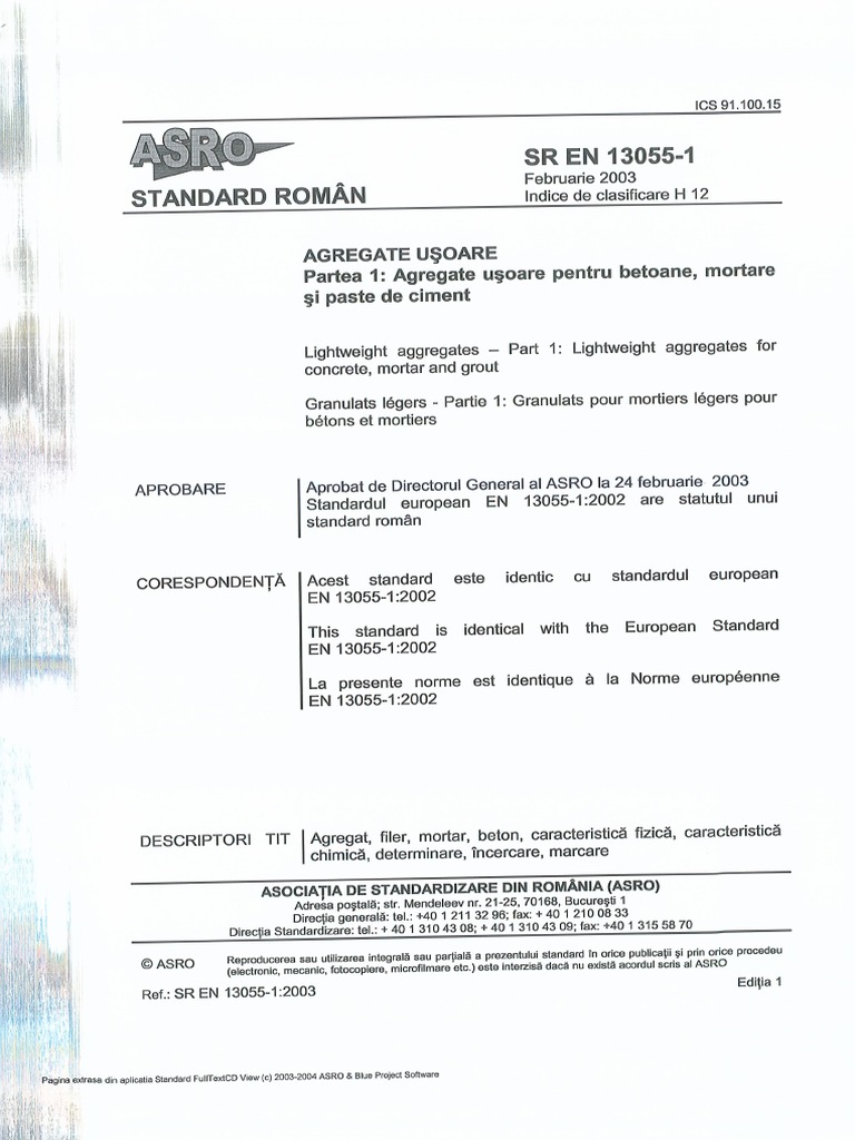 SR en 13055-1 Agregate Usoare | PDF