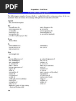 Prepositions With Nouns, Adjectives and Verbs