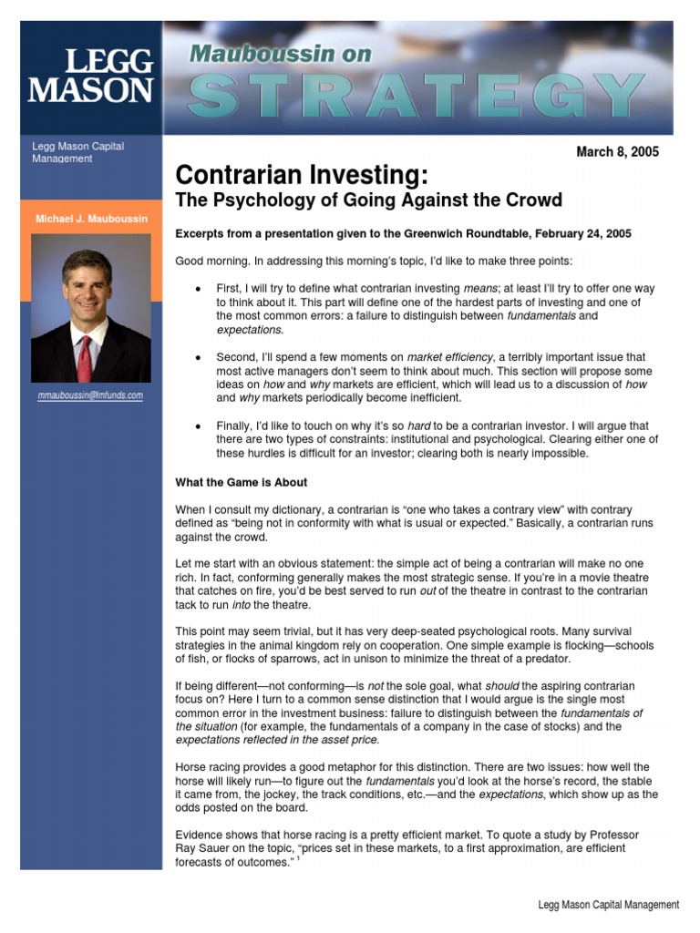 Contrarian Investing: Psychology Explained | PDF | Hedge Fund | Investor