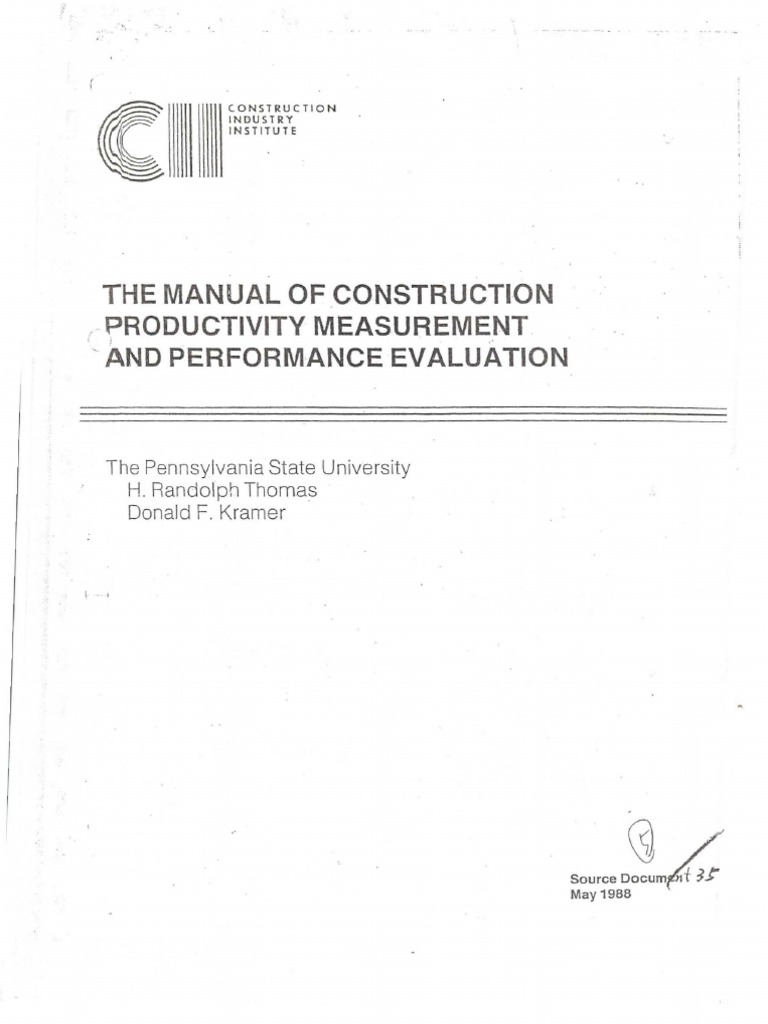 The Manual of Construction Productivity Measurement and Performance ...