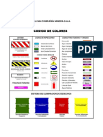 Sistema códigos colores tuberías tanques señales mina