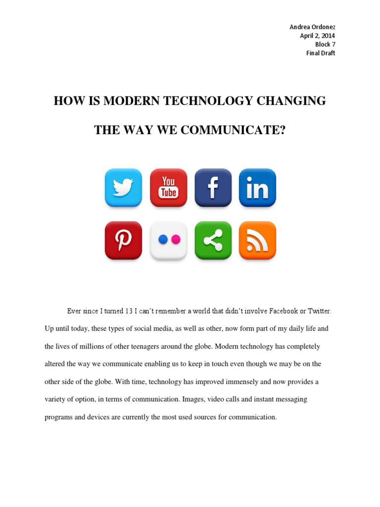 How Is Modern Technology Changing The Way We Communicate | PDF | Social ...