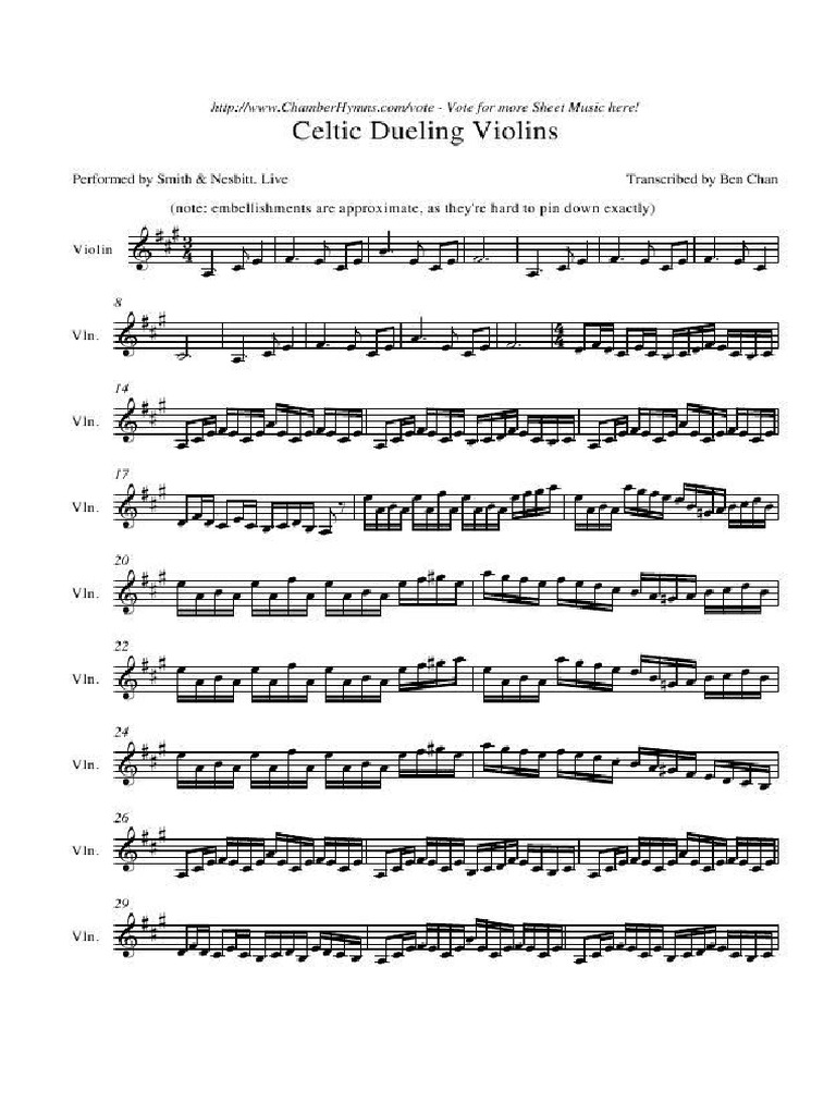 Dueling Violins Riverdance PDF