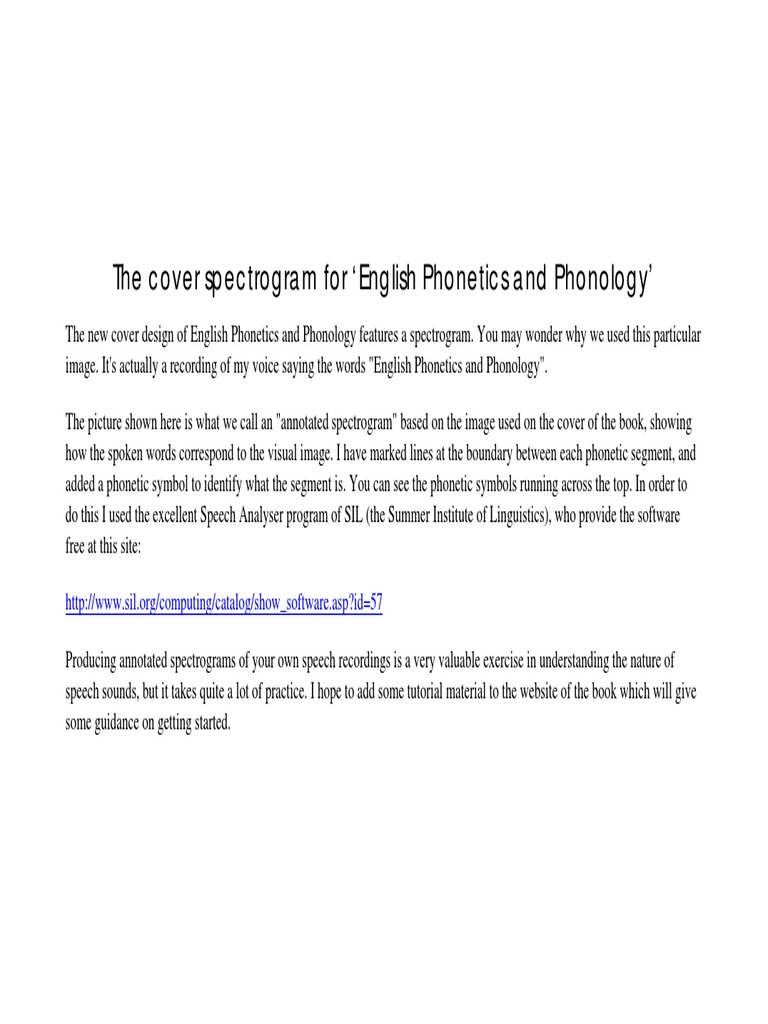 The Cover Spectrogram For English Phonetics and Phonology' | PDF ...