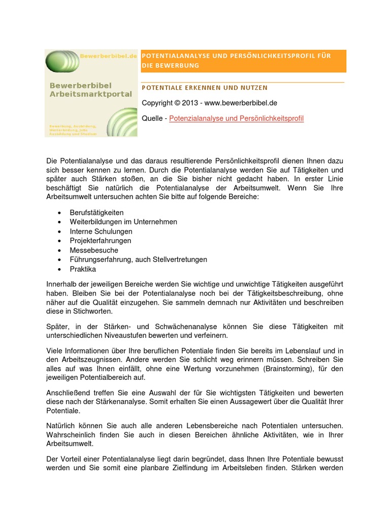 Persönlichkeitsprofil erstellen muster