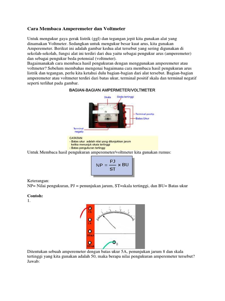 Cara Membaca Amperemeter Dan Voltmeter