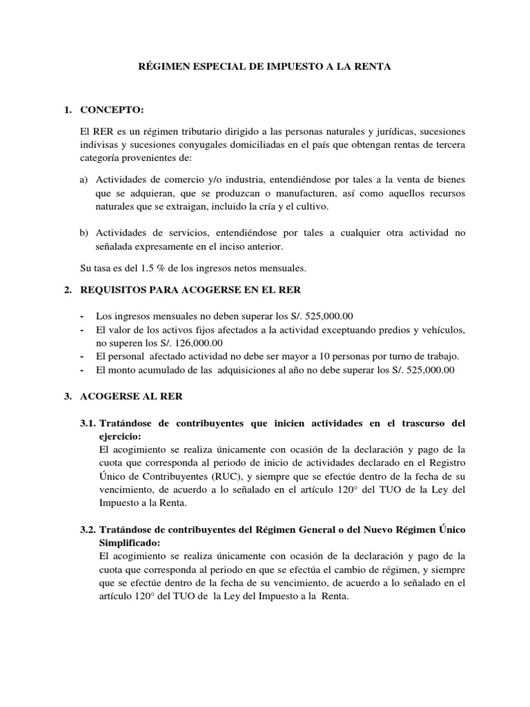 Régimen Especial de Impuesto A La Renta | PDF | Impuesto sobre la renta ...