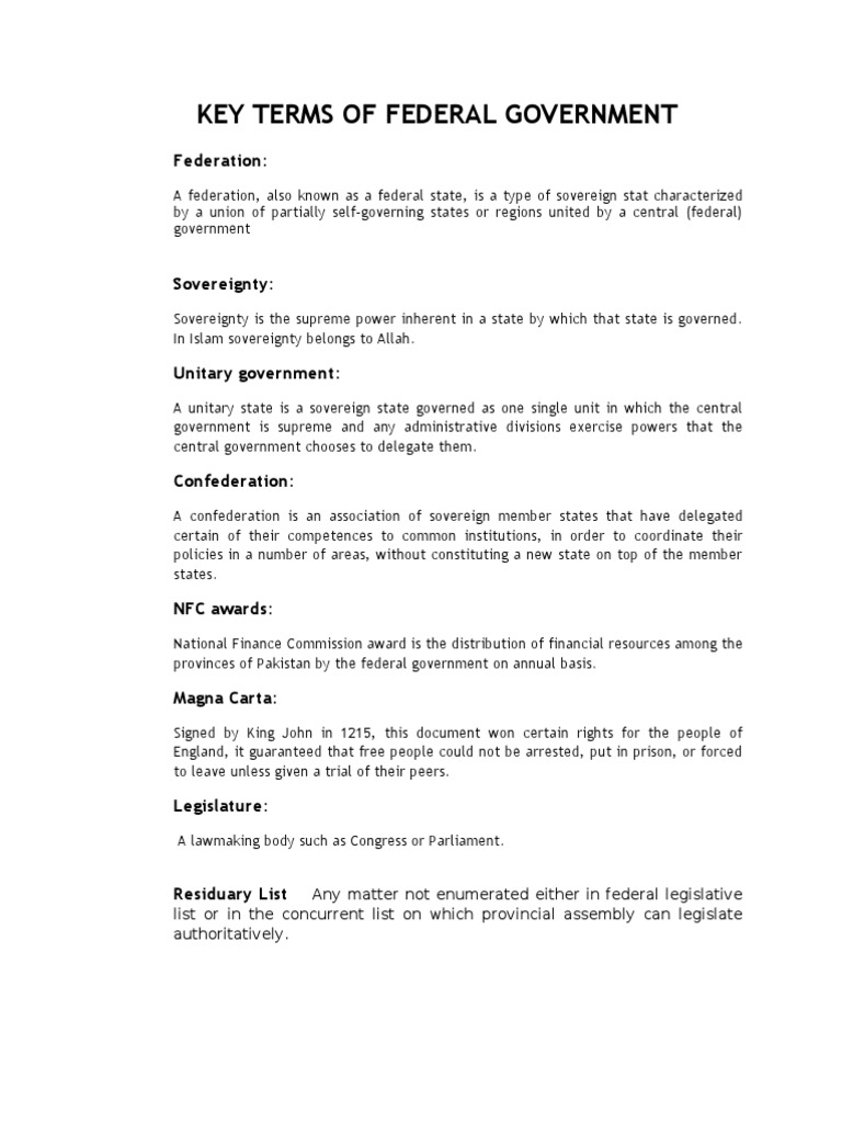 02.federal Govt - Terms | PDF