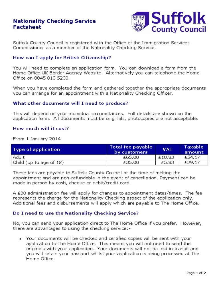 Nationality Checking Service Factsheet How can I apply for British