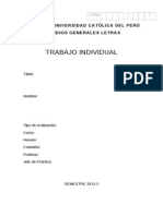 Trabajo Individual: Pontificia Universidad Católica Del Perú Estudios Generales Letras