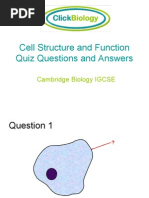 Cell Structure and Function Quiz Questions and Answers | PDF ...