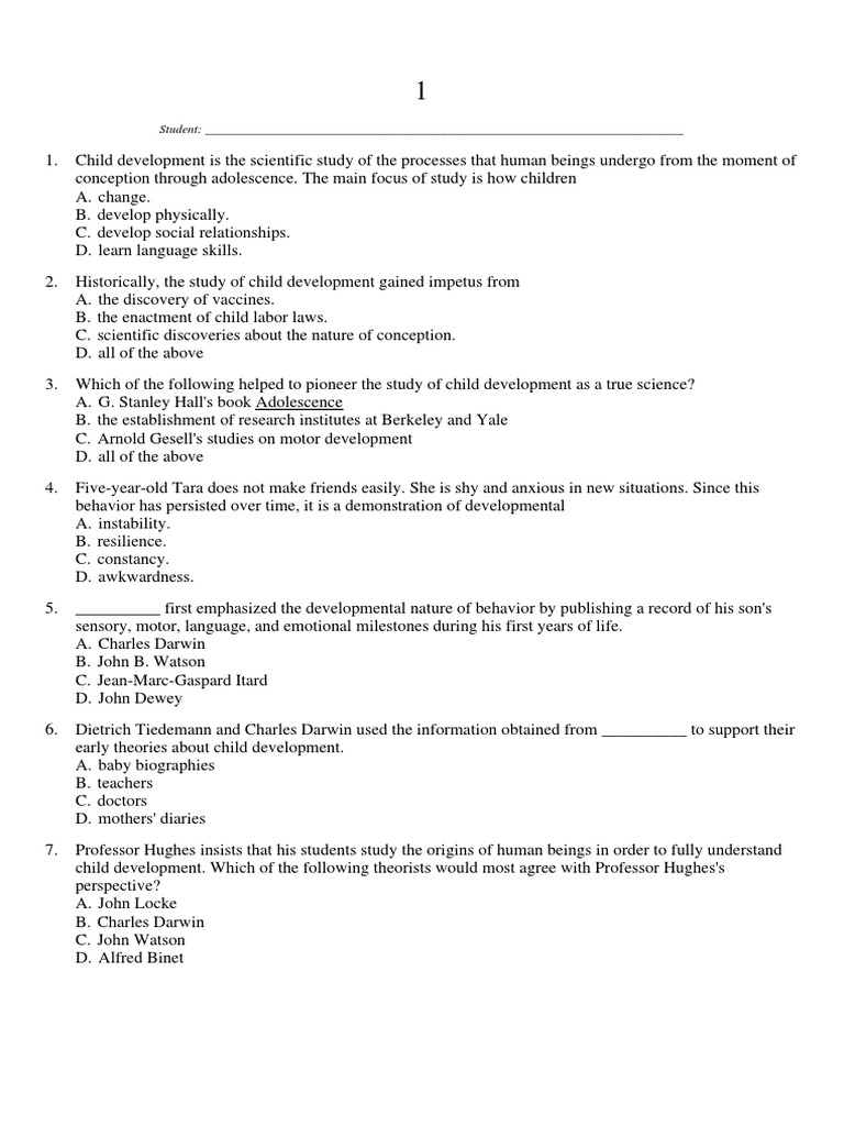 Test Bank For A Childs World Infancy Through Adolescence 12th Edition ...