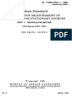 Indian Standard: Methods For Measurement OF Emissions From Stationary Sources