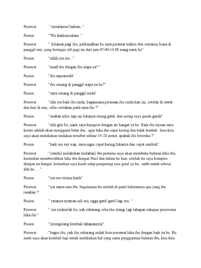 Contoh Komunikasi Terapeutik