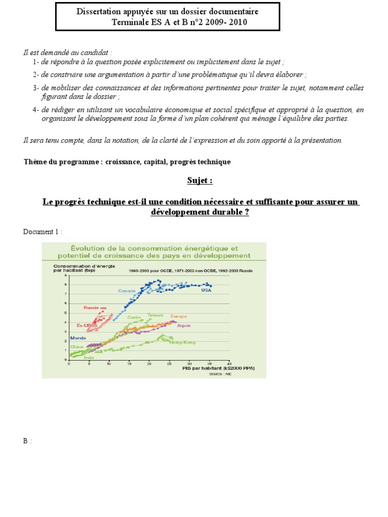 Le Progrès Technique Rend Il La Croissance Durable Dissertation