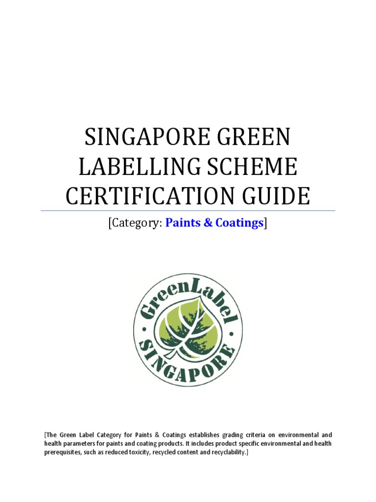 Singapore Green Labelling Scheme Certification Guide: (Category:) | PDF ...