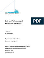 Role and Performance of Microcredit in Pakistan: Adnan Ali M. Ashan Alam