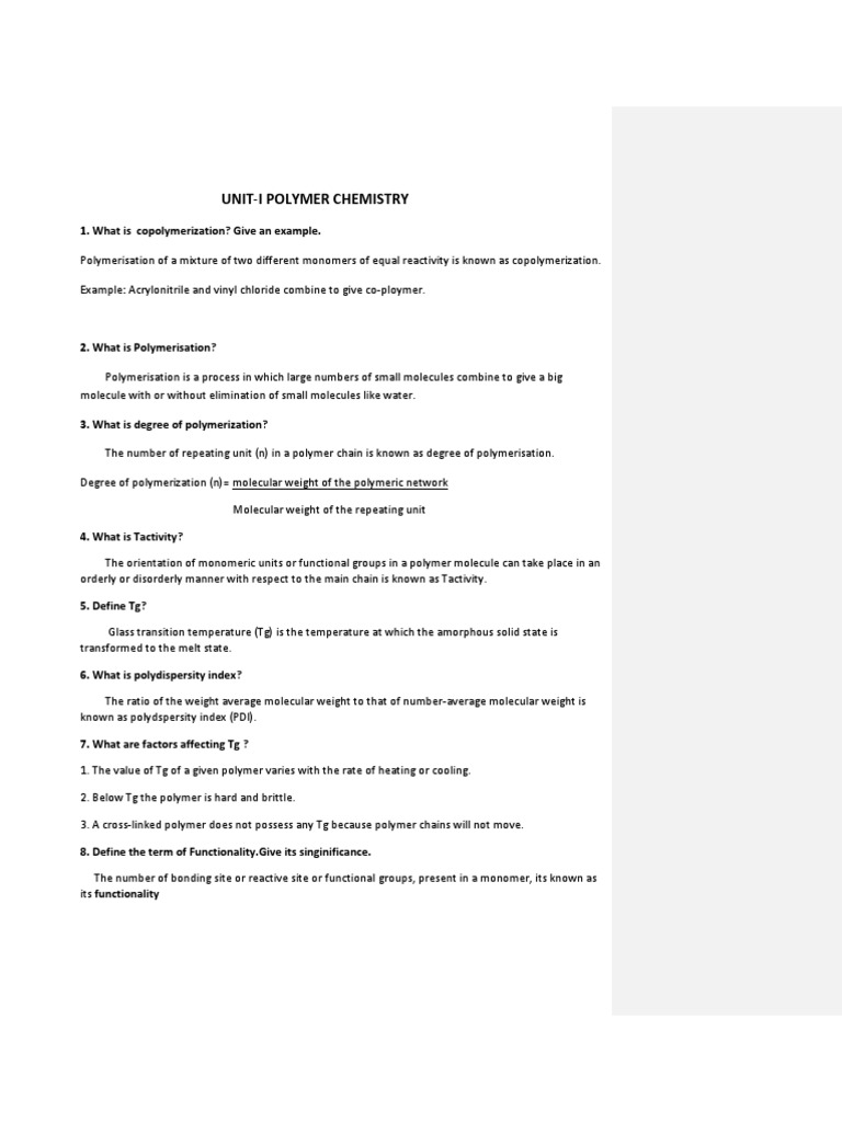 Polymer Chemistry Fundamentals Explained | PDF | Polymerization | Polymers