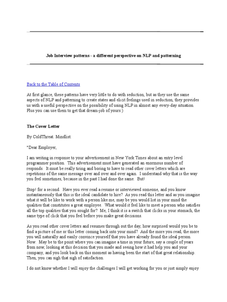 (Ebook - Self-Help) NLP - Job Interview Patterns | PDF | Job Interview ...