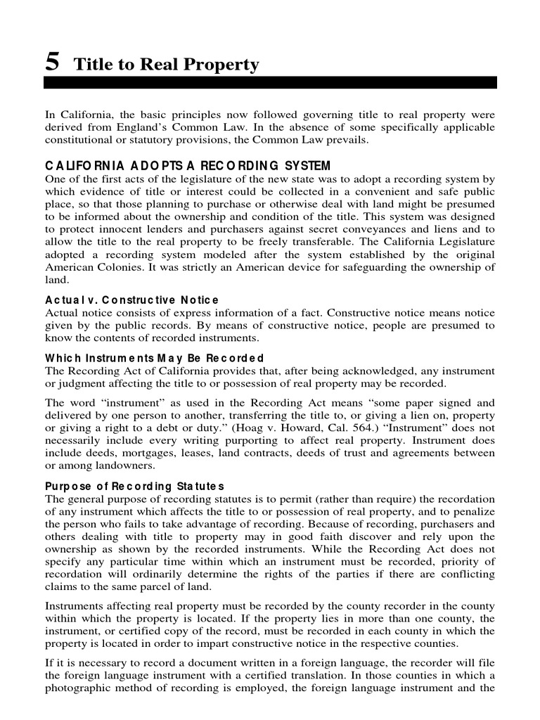 Transfer of Real Property California Ref05 Concurrent Estate