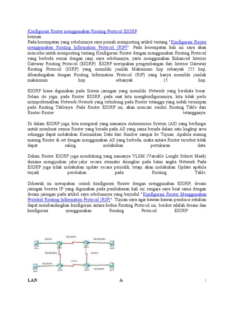 Konfigurasi Router EIGRP Lengkap | PDF | Metode & Bahan Ajar ...