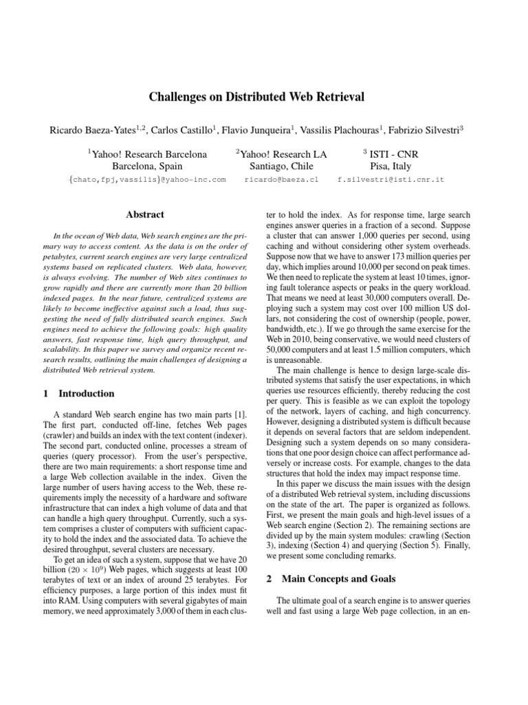 Challenges in Distributed Web Retrieval | PDF | Search Engine Indexing ...