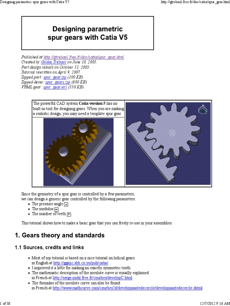 CSM Designing Parametric Spur Gears With Catia V5 PDF Gear Circle