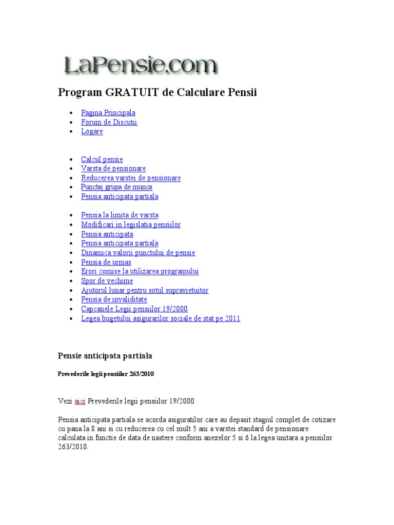 Vrei Skalk UmflÄ Calculator Pensie Partial Anticipata Zeppconstruction Com