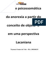 Análise Psicossomática Da Anorexia a Partir Do Conceito de Objeto - Taynara