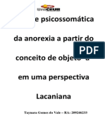 Análise Psicossomática Da Anorexia A Partir Do Conceito de Objeto - Taynara