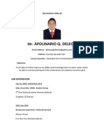 Apolinario Q. Deleon: Curriculum Vitae of