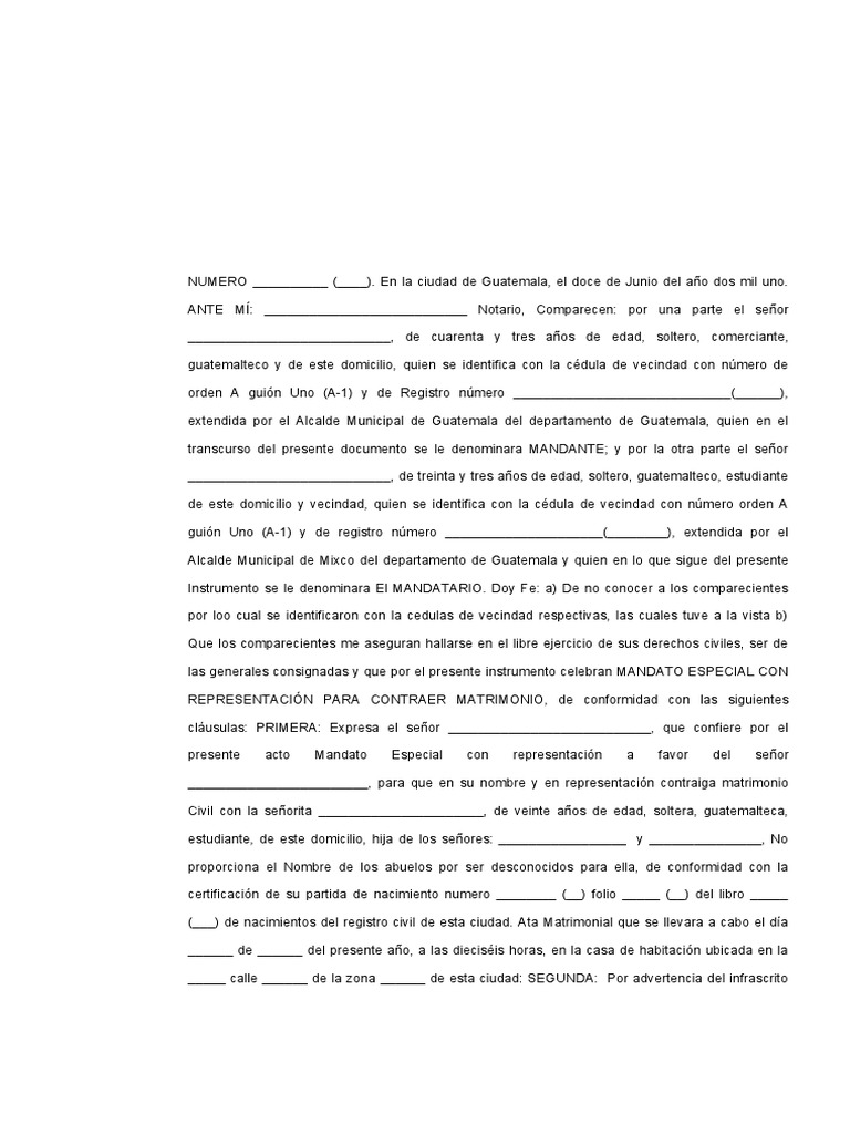 Mandato Especial para Contraer Matrimo0nio | PDF | Business | Economía ...
