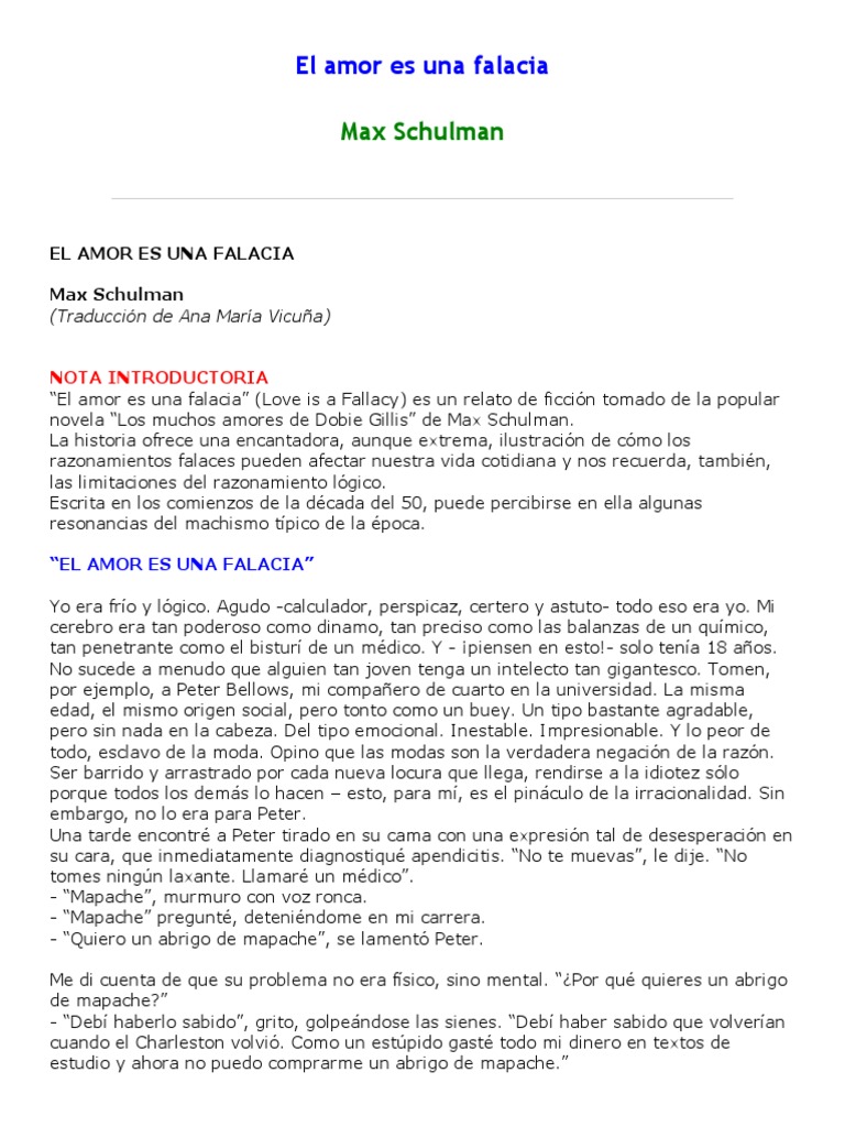 El Amor Es Una Falacia | PDF | Falacia | Lógica, image size:768x1024