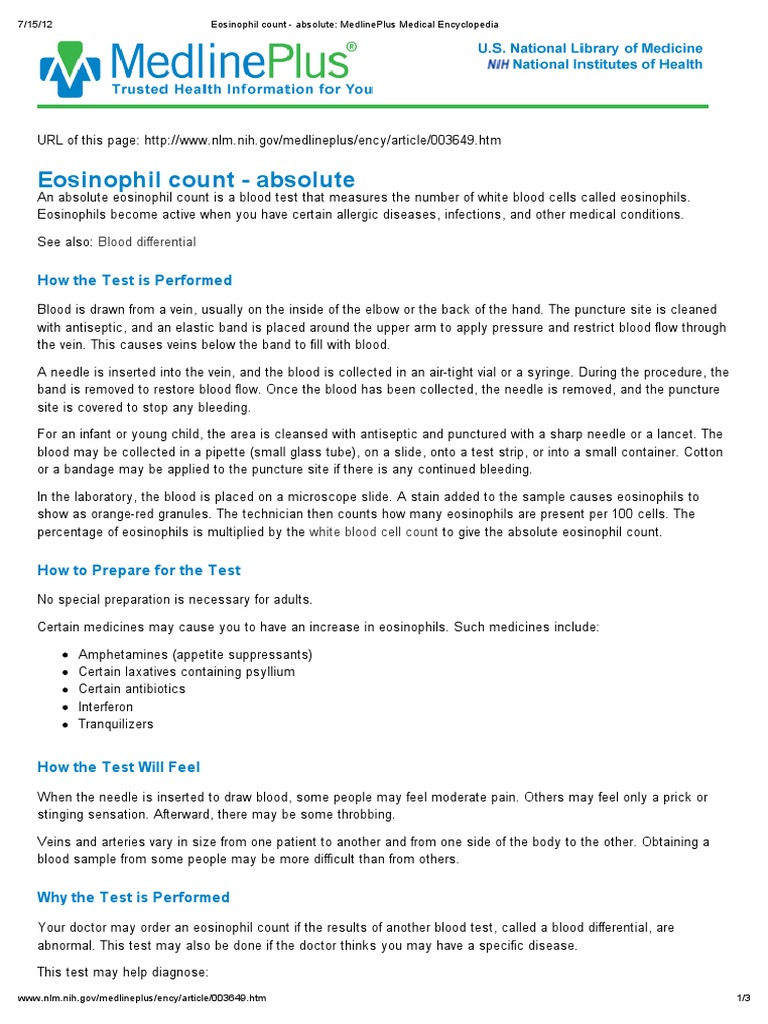 Absolute Eosinophil Count Calculator Omni