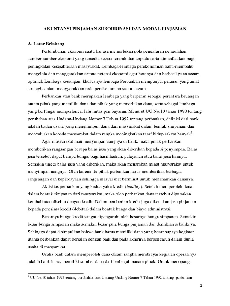 Makalah Fix Akuntansi Pinjaman Subordinasi Dan Modal Pinjaman 1 Pdf