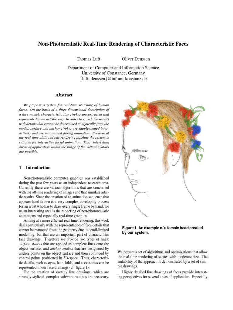 Non-Photorealistic Real-Time Rendering of Characteristic Faces | PDF ...