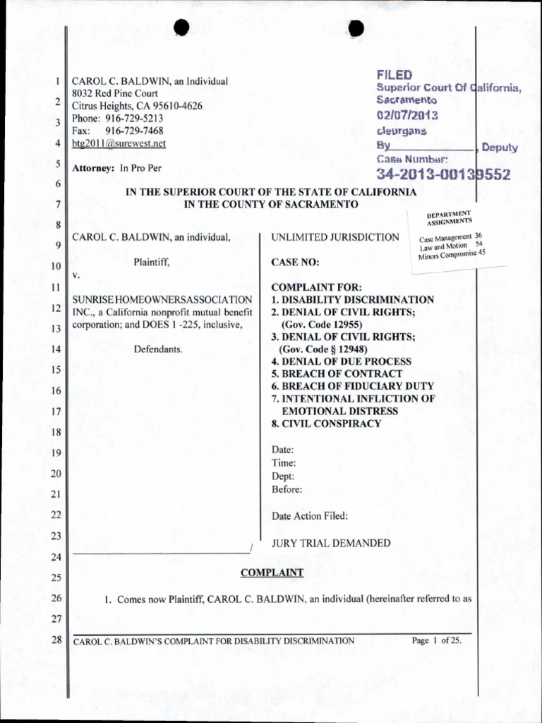 Disability Discrimination Complaint | PDF