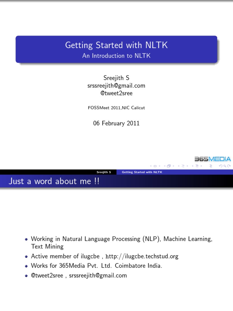 Introduction To NLTK | PDF | Python (Programming Language) | Cybernetics