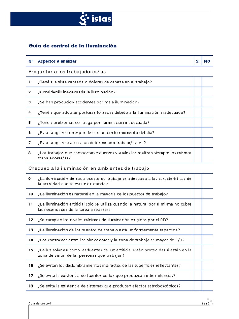 Guía de Control de Iluminación Laboral | PDF | Hogar, jardinería y ...