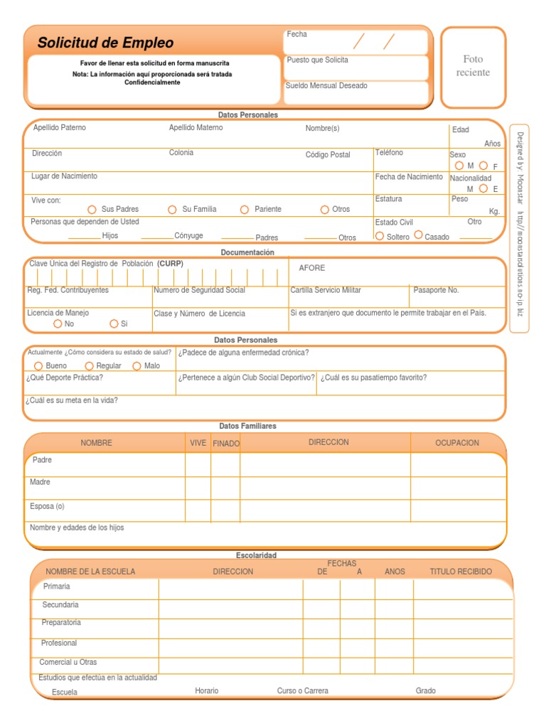 Solicitud de Empleo Business Política