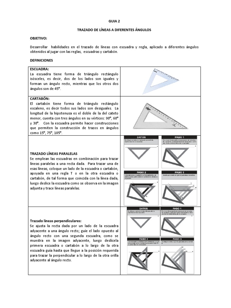Ejercicio Construcción de ángulos: manejo de escuadra y cartabón