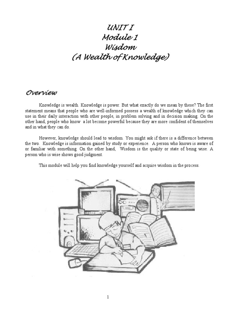 English Iv Unit 1 Module 1 .Wisdom A Wealth Of Knowledge-Lhiza | Pdf |  Cloning | Verb