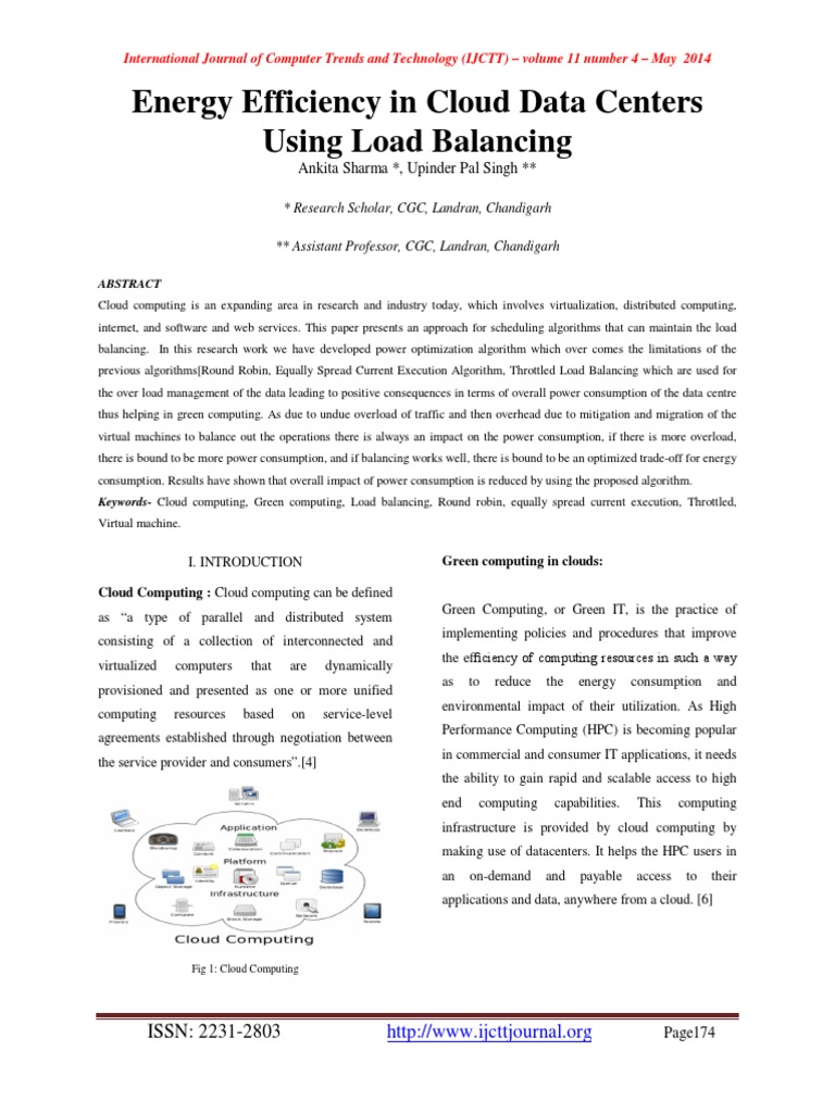Energy Efficiency in Cloud Data Centers Using Load Balancing | Download ...