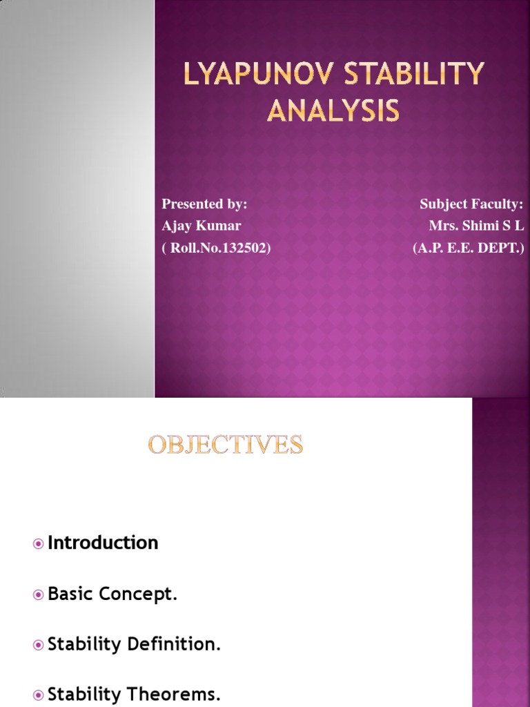 Lyapunov Stability Analysis Methods | PDF | Stability Theory | Systems ...