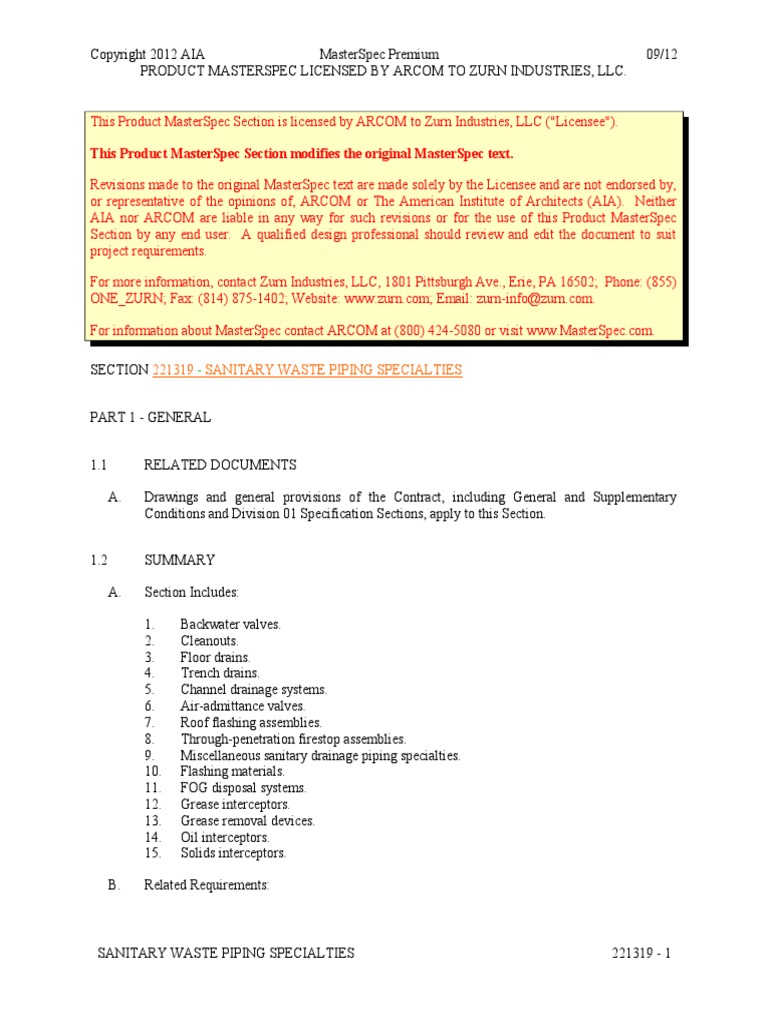 FL Sanitary Waste Piping Specialties PDF