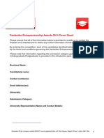 Santander Entrepreneurship Awards 2014 Cover Sheet