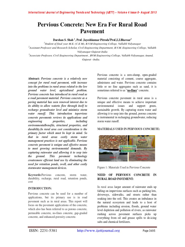 Pervious Concrete for Rural Pavements | PDF | Stormwater ...