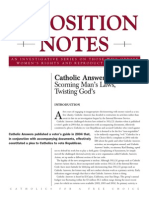 Catholic Answers Opposition Notes