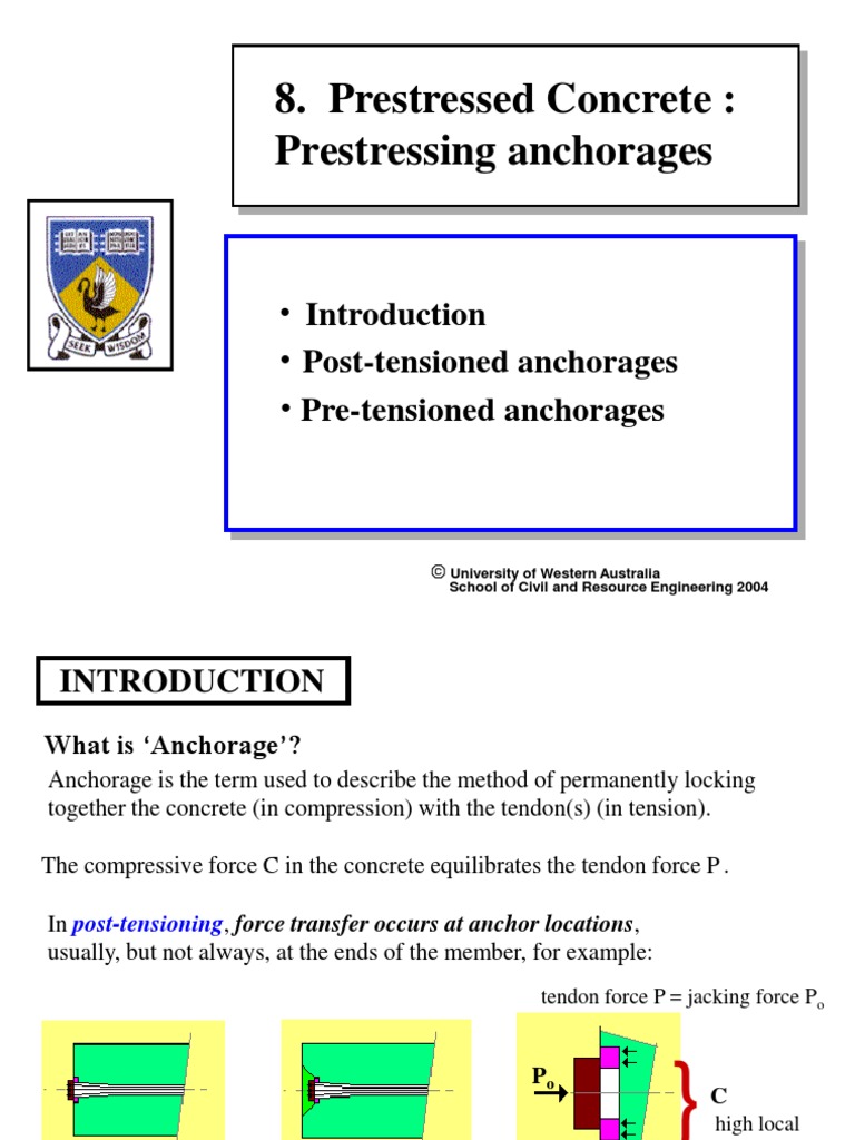 Prestressed Concrete 8 Prestressing Anchorages Prestressed Concrete